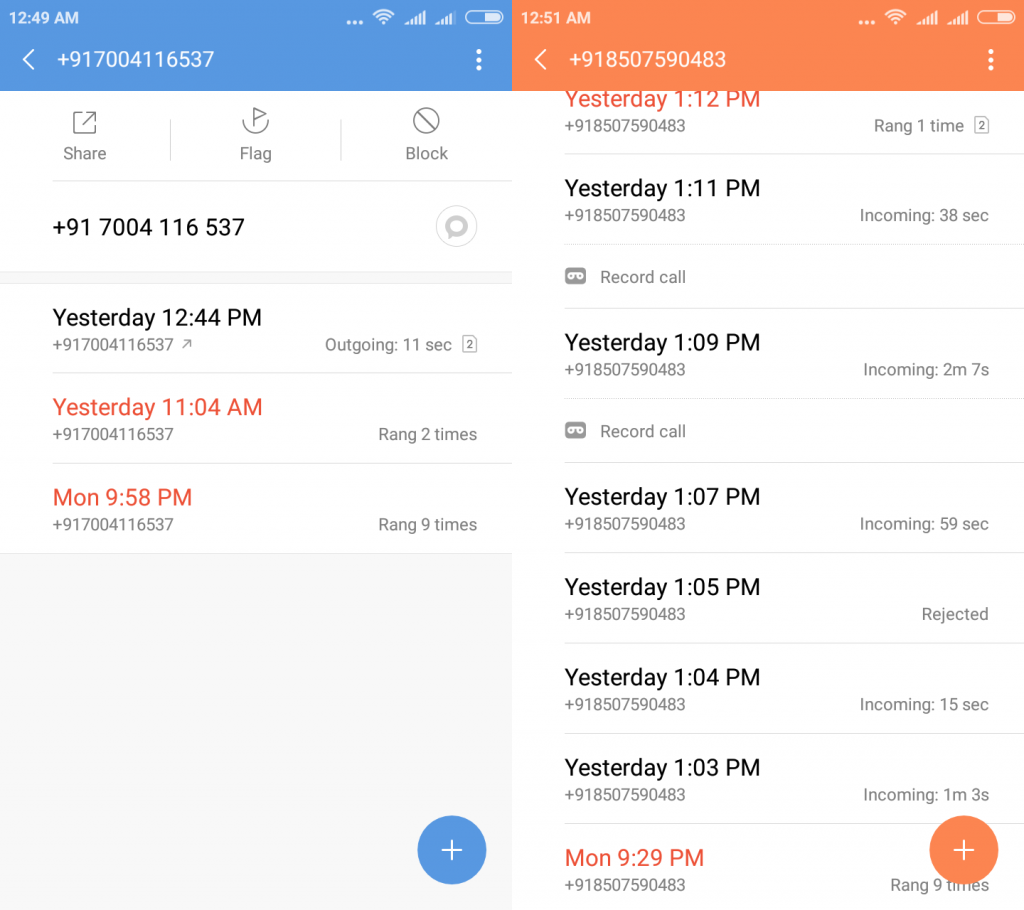 Sushmita Sinha call log
