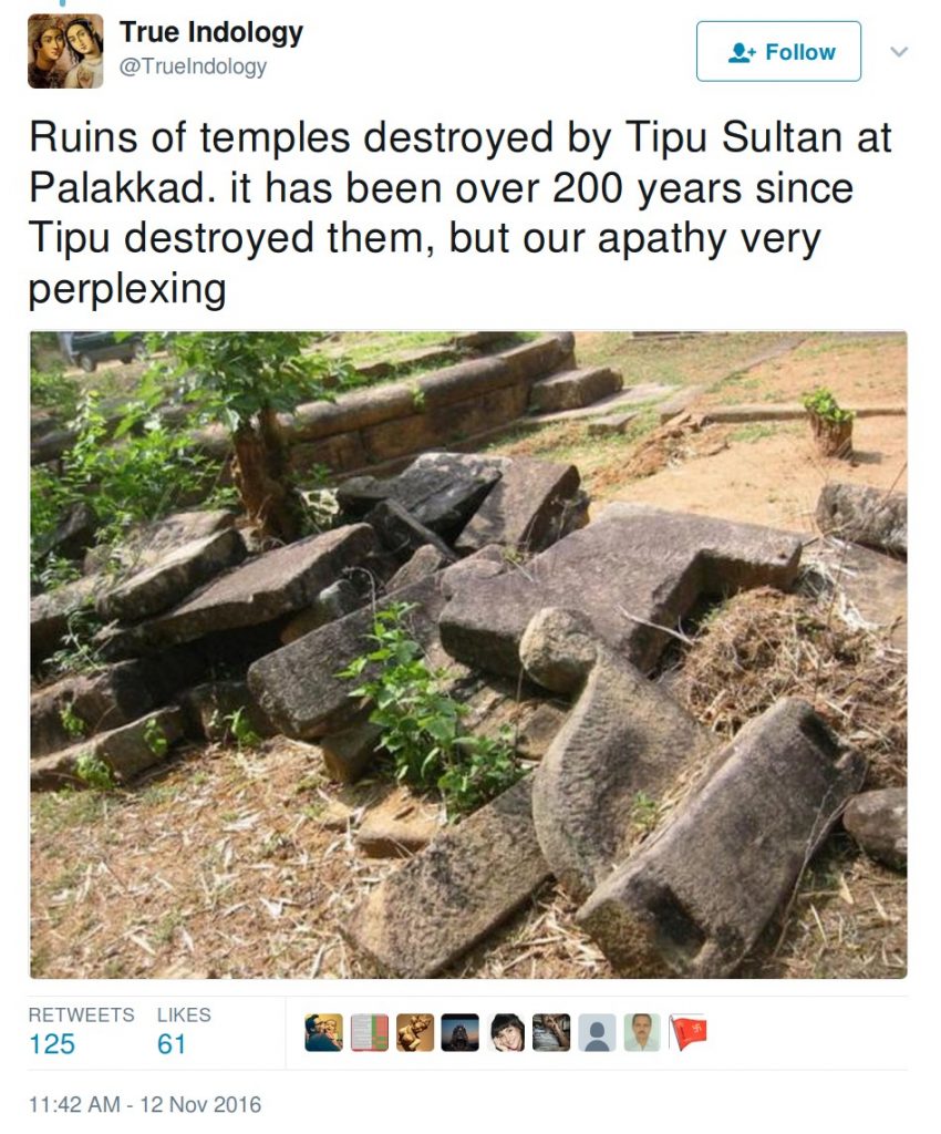 Trueindology: Ruins of temples destroyed by Tipu Sultan at Palakkad. It has been over 200 yers since Tipu Destroyed them, but our apathy very perplexing