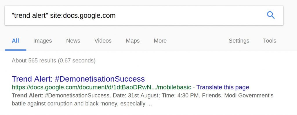 Twitter Trend: #DemonetisationSuccess