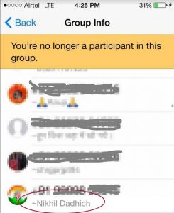Nikhil Dadhich in WhatsApp Group