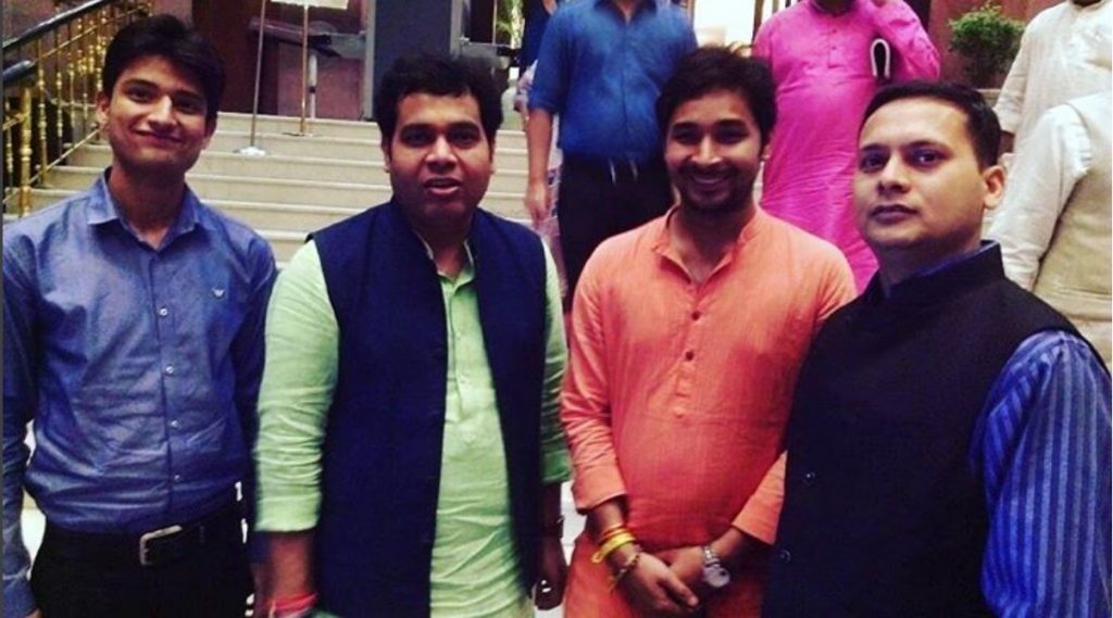 From Left to Right: Ankit Pandey, BJP Spokesperson Shrikant Sharma, Rudra Ravi Sharma, BJP IT Cell Head Amit Malviya
