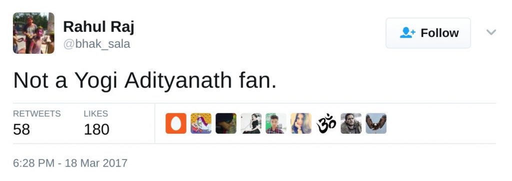 Not a Yogi Adityanath fan.
