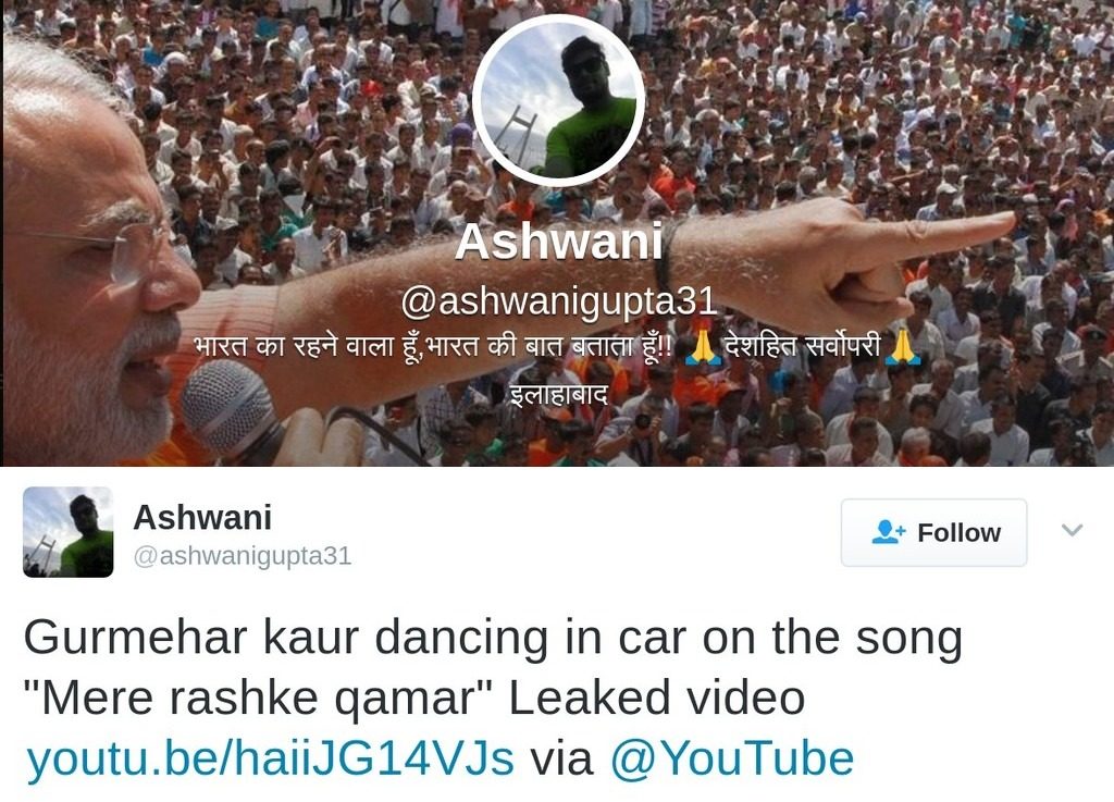 Modi supporter ciculates fake gurmehar kaur dance video