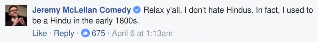 Relax y'all. I don't hate Hindus. In fact, I used to be a Hindi in the early 1800s.