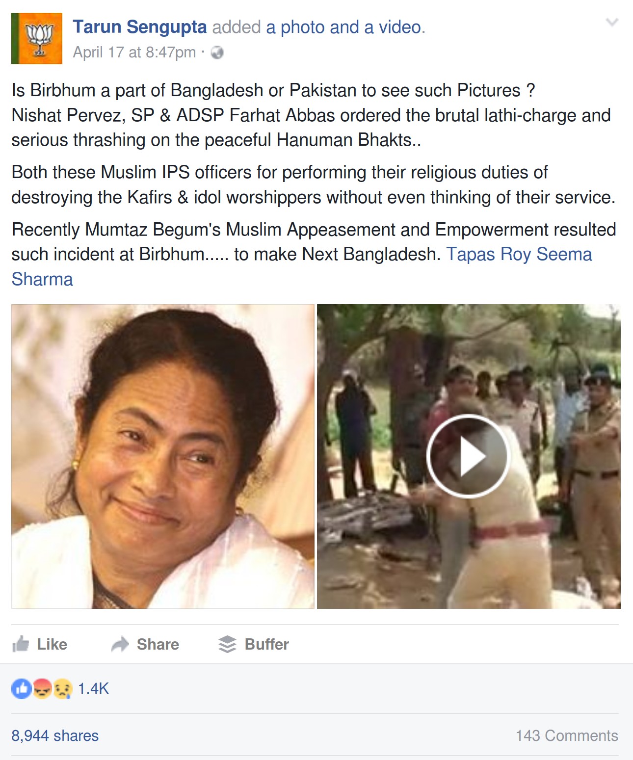 Asansol BJP IT Cell In-charge Tarun Sengupta posted a fake pic