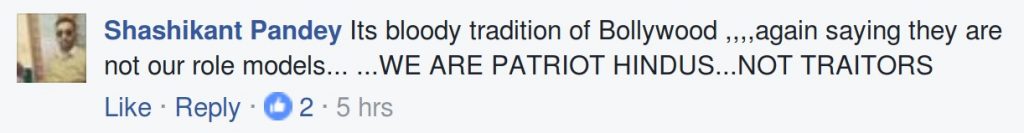 its bloody tradition of bollywood again saying they are not our role models we are patriot hindus not traitors