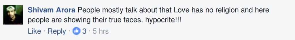 People mostly talk about that love has no religion and here people are showing their true faces. hypocrite!!!