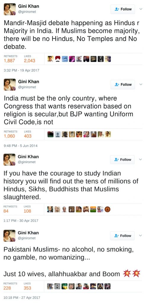 Gini Khan's tweets giniromet