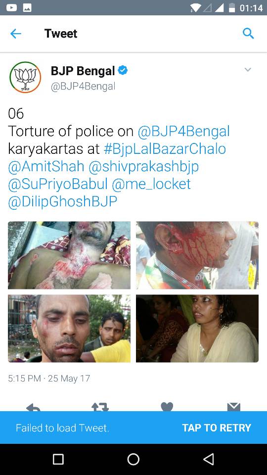 BJP Bengal Twitter account post accident victim's photo alleging police torture