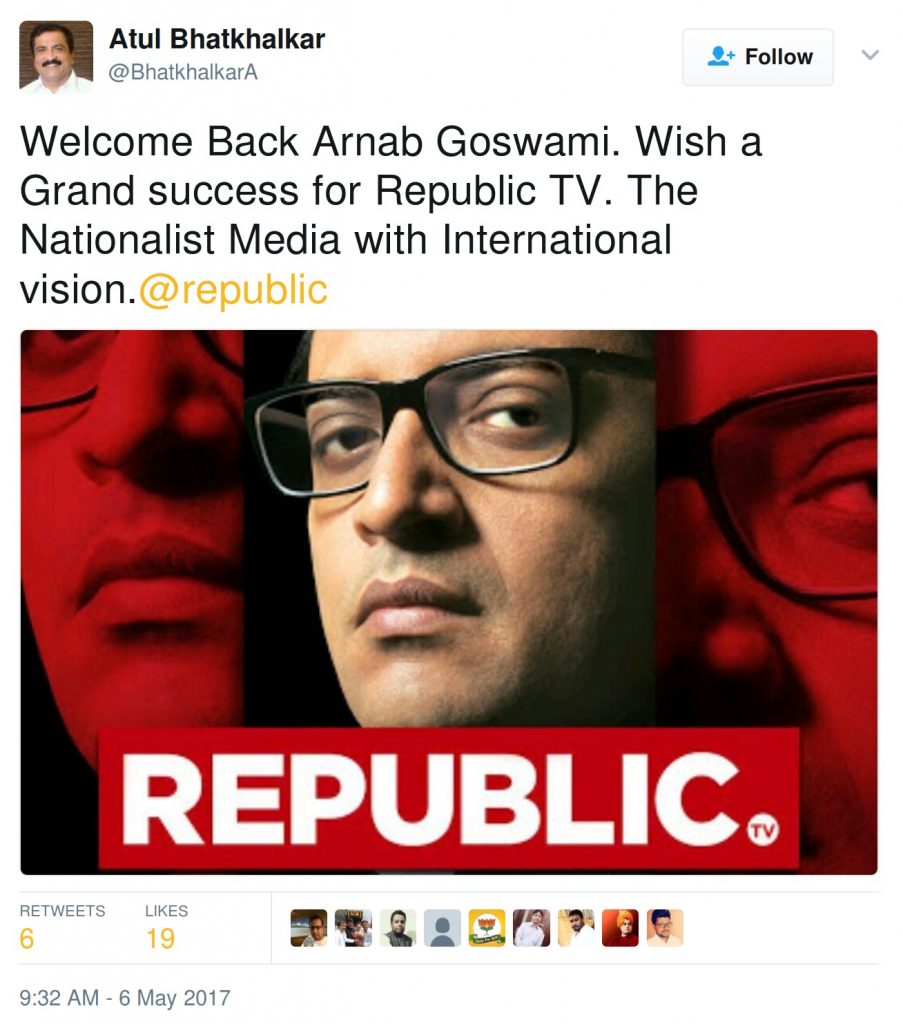 Welcome Back Arnab Goswami. Wish a Grand success for Republic TV. The Nationalist Media with International vision.@republic