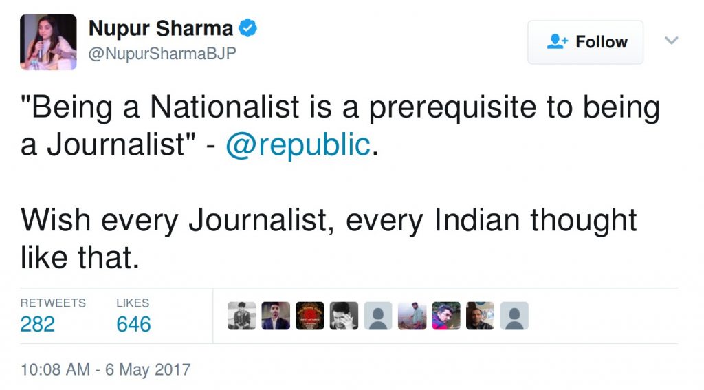 "Being a Nationalist is a prerequisite to being a Journalist" - @republic. Wish every Journalist, every Indian thought like that.