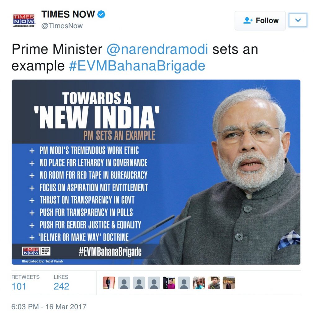 Prime Minister @narendramodi sets an example #EVMBahanaBrigade