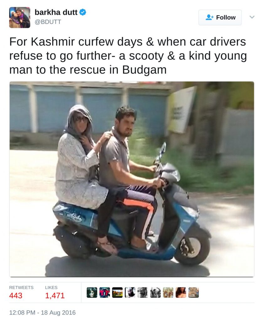 For Kashmir curfew days & when car drivers refuse to go further- a scooty & a kind young man to the rescue in Budgam