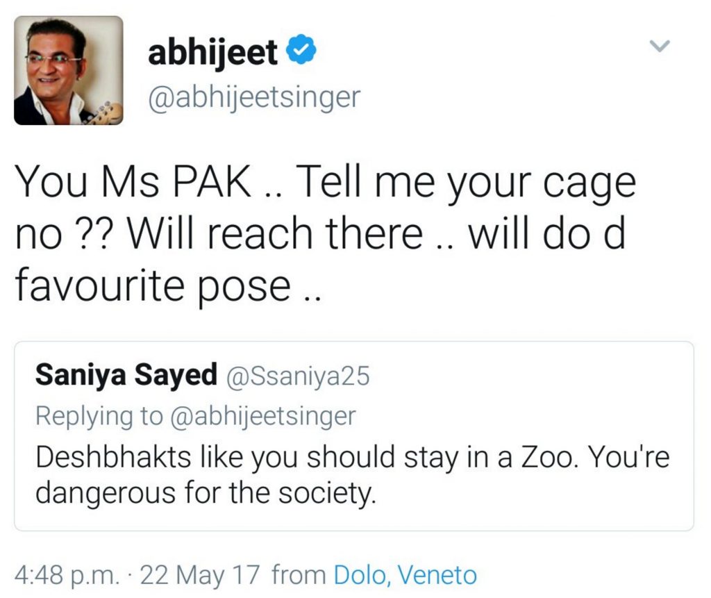 Abhijeet Saniya Sayed: You Ms Pak .. Tell me your cage no?? Will reach there .. will do d favourate pose ..