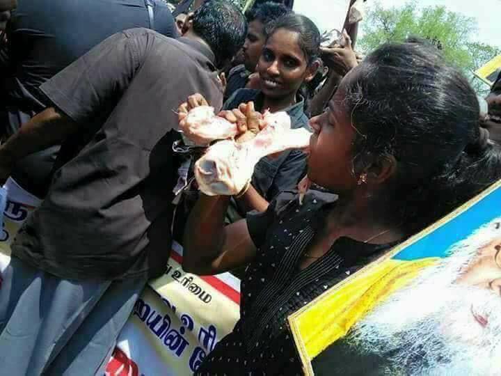 woman fake image eating beef of bone