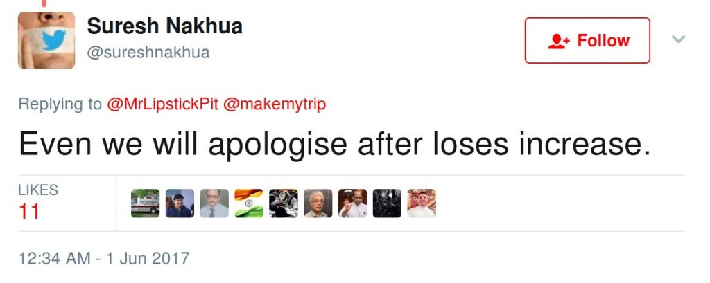 Suresh Nakhua: Even we will apologise after loses increase.