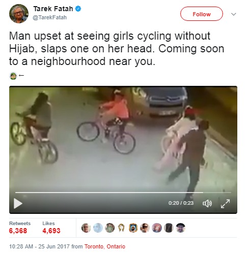 Screenshot of Tarek Fatah's tweet