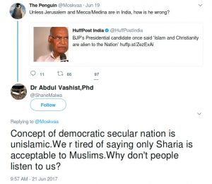 abdul vashist shanemalwa concept of democratic secular nation is unislamic. We are tired of saying only Sharia is acceptable to Muslims. Why don't people listen to us?