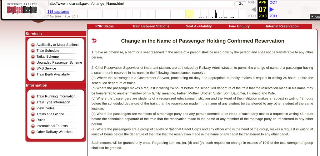 wayback machine indian railways