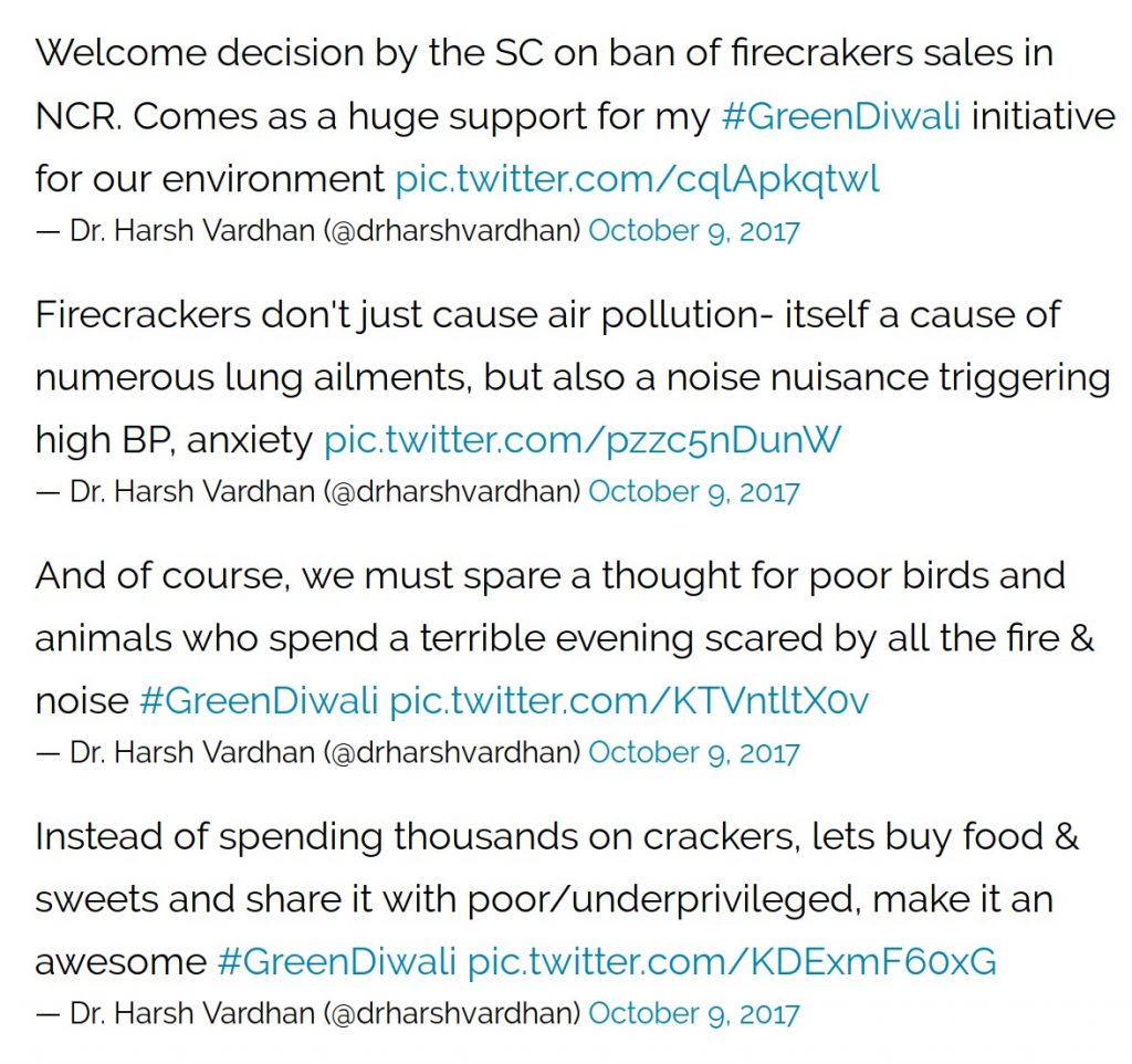 Harsh Vardhan's deleted tweets