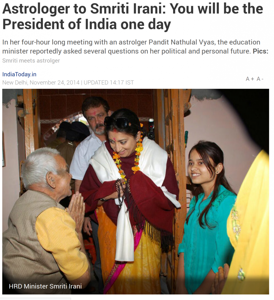 Astrologer to Smriti Irani: You will be the President of India one day