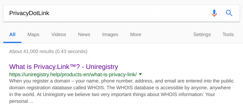 Privacy Dot LInk