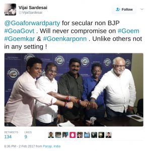 @Goaforwardparty for secular non BJP #GoaGovt . Will never compromise on #Goem #Goemkar & #Goenkarponn . Unlike others not in any setting !