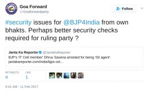 #security issues for @BJP4India from own bhakts. Perhaps better security checks required for ruling party ?