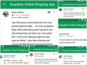 Snapdeal being given 1-star, being uninstalled