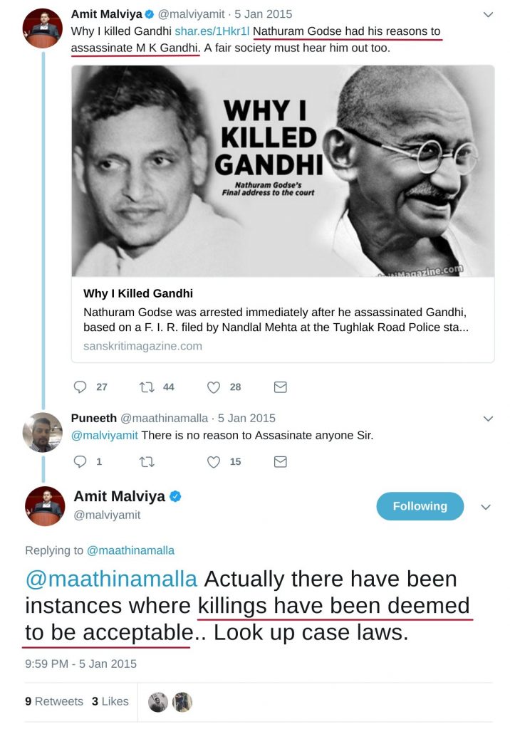 These are the thoughts of BJP National IT Cell head vis-a-vis Gandhiji's assassination