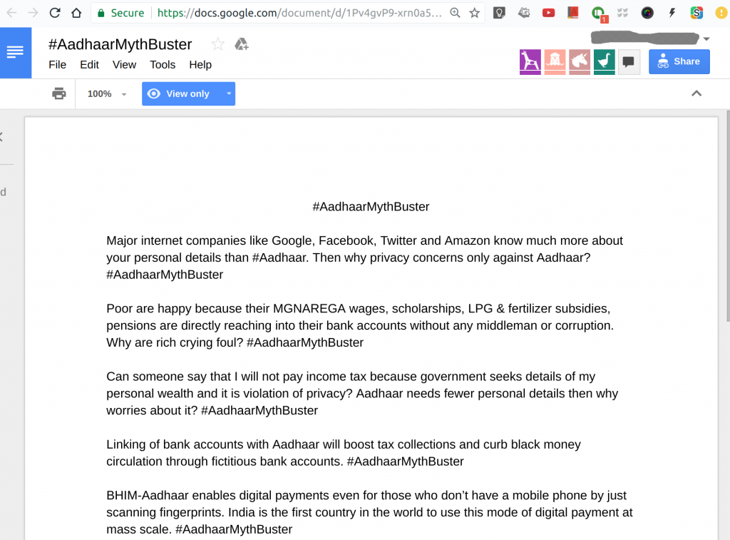 Google doc #AadhaarMythBuster
