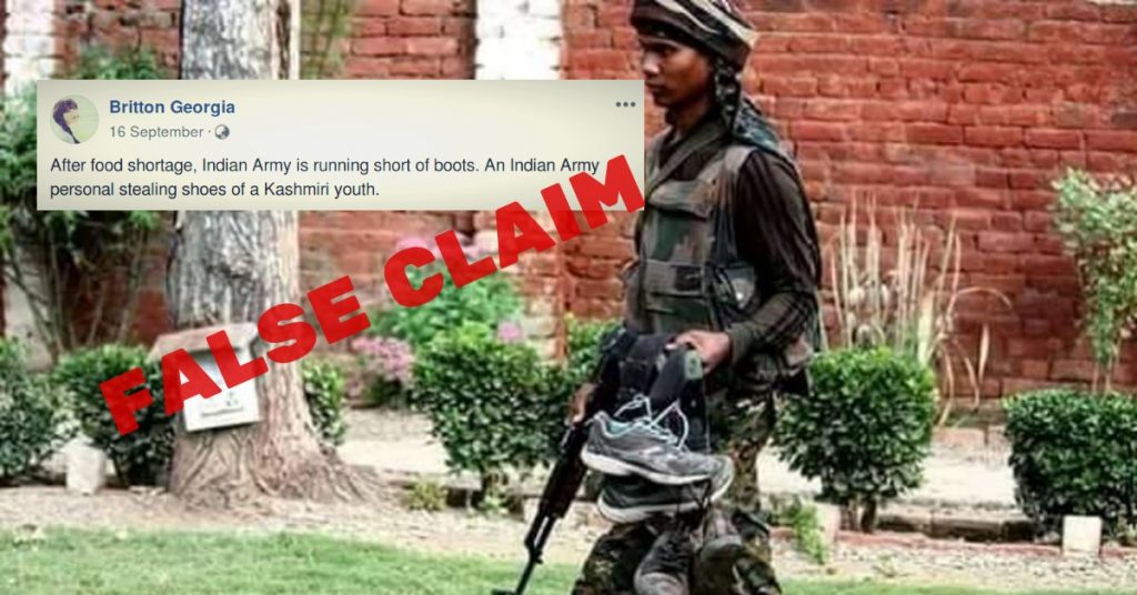 नहीं, भारतीय सेना के जवान कश्मीरी युवाओं के जूते नहीं चुरा रहे