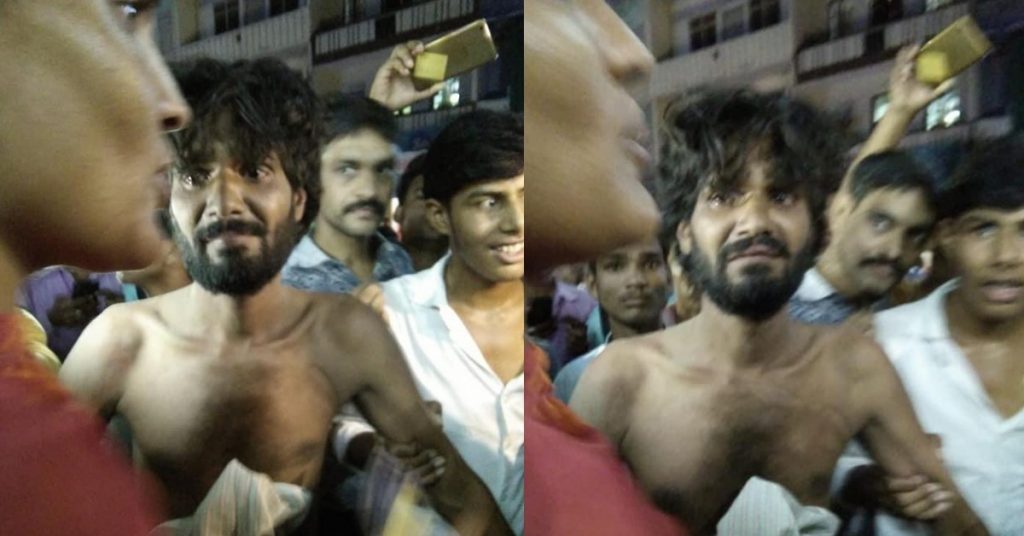 बच्चा चोरी के शक में नशे में धुत व्यक्ति को लोगों ने पकड़ा, गलत दावे से वीडियो प्रसारित