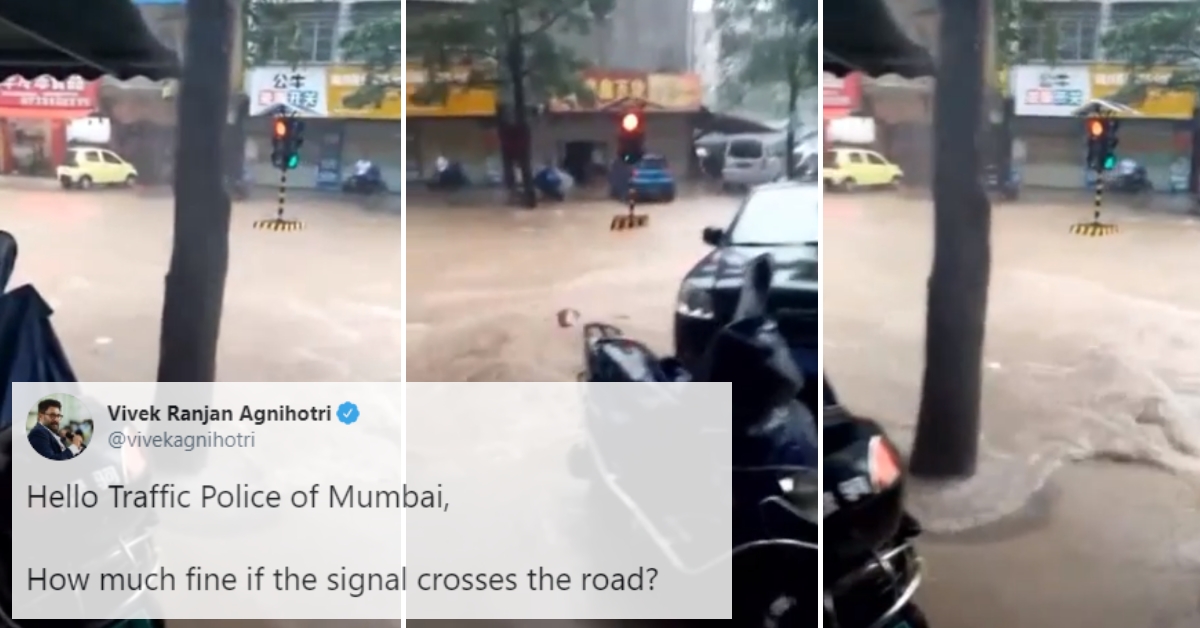 क्या मुंबई की भारी बारिश में ट्रैफिक सिग्नल ‘सड़क पार कर गया’? नहीं, चीन का वीडियो वायरल