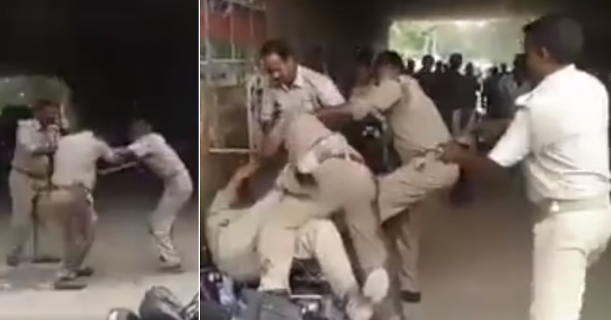 पुलिसकर्मियों के बीच हुए हाथापाई का पुराना वीडियो ट्रैफिक जुर्माने को लेकर विवाद के रूप में साझा 