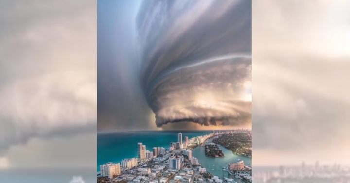 डिजिटल कलाकृति को फ्लोरिडा के तट पर डोरियन तूफान बताकर साझा किया गया