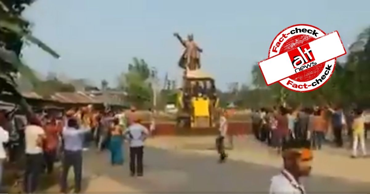 भाजपा विधायक ‘करनी सिंह’ ने अंबेडकर की प्रतिमा को गिराया? पुराना वीडियो, झूठा दावा