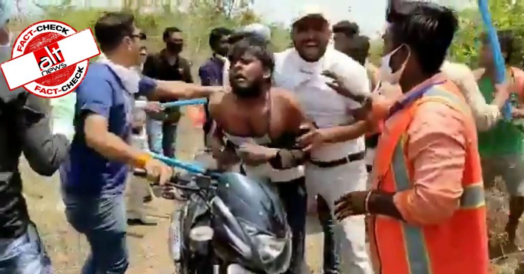 BJP के गुंडों द्वारा मुस्लिम युवक की पिटाई के नाम पर चल रहा वीडियो MP में सफ़ाई कर्मचारी पर हमले का था