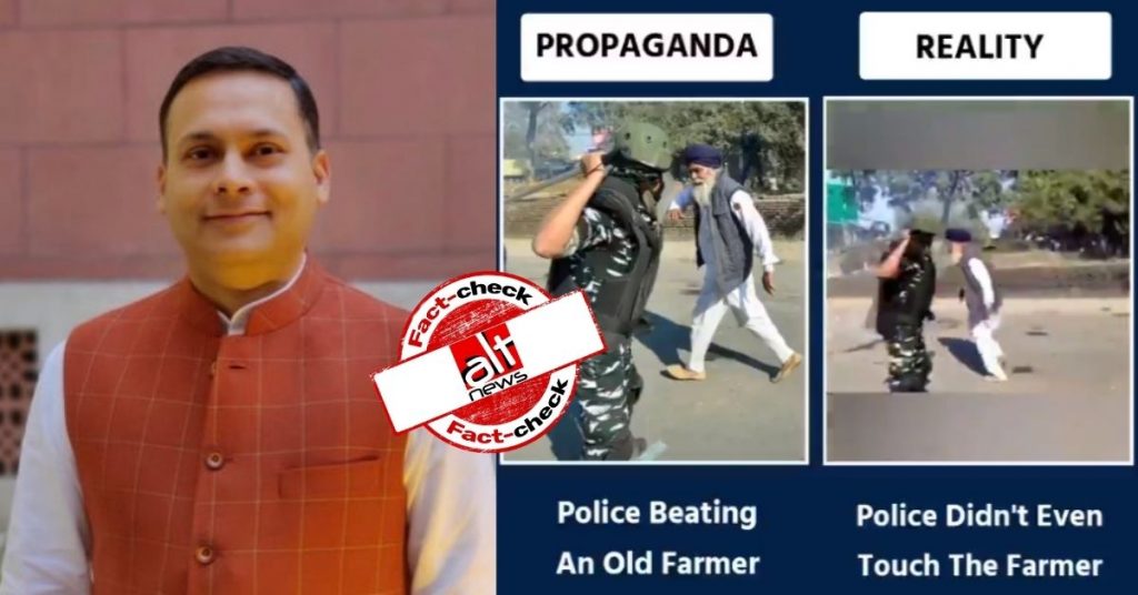 अमित मालवीय ने वीडियो का एक हिस्सा ट्वीट कर दावा किया कि पुलिस ने किसानों को मारा ही नहीं