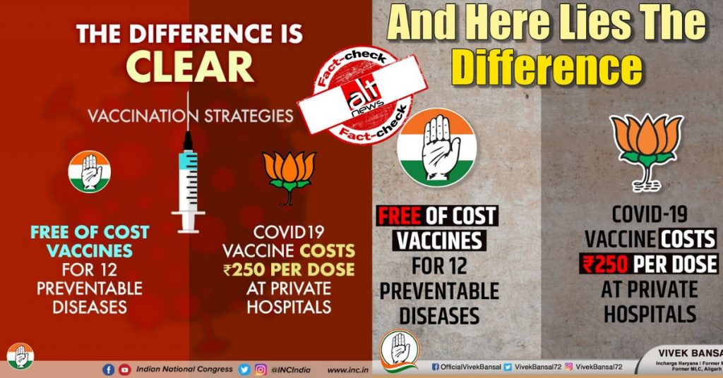 BJP पर निशाना साधने के चक्कर में कांग्रेस ने दिए ग़लत आंकड़े, टीकाकरण को लेकर किया भ्रामक दावा