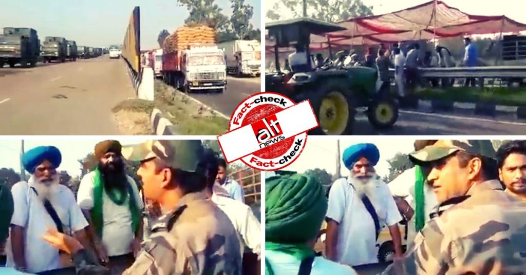 फ़ैक्ट चेक : प्रदर्शन कर रहे किसानों ने भारतीय सेना के काफ़िले को चीन सीमा पर जाने से रोका?