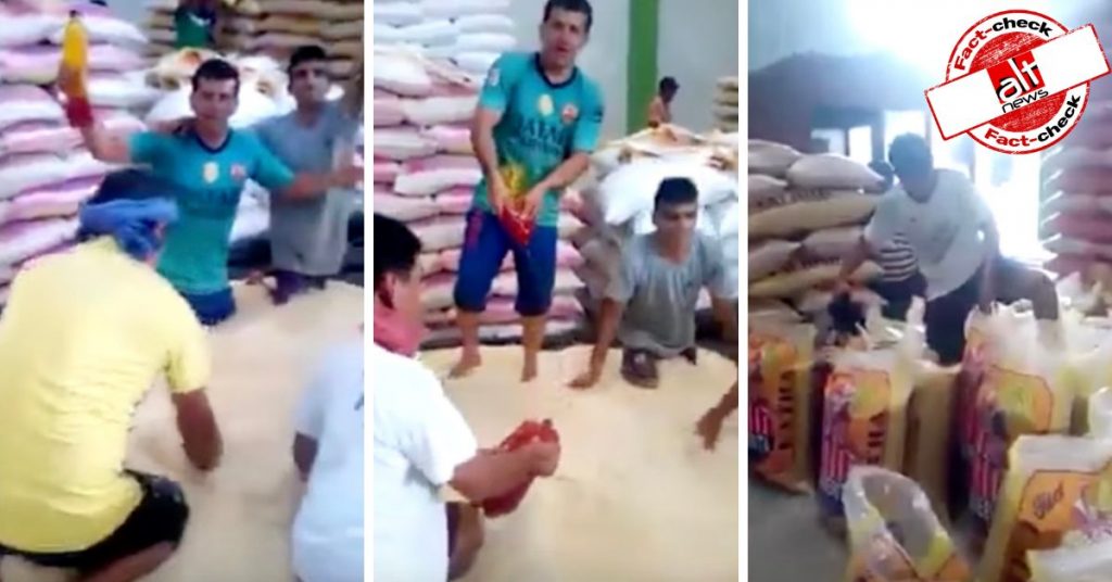 चावल में मिलावट कर रहे लोगों का वीडियो भारत का नहीं, सांप्रदायिक ऐंगल के साथ शेयर किया गया