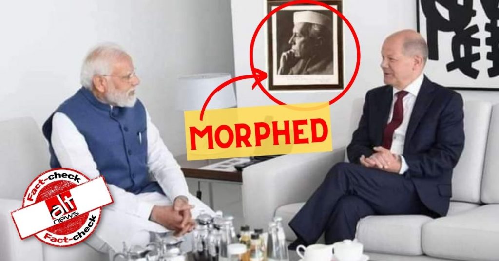जर्मनी के चांसलर से PM मोदी की मुलाकात के दौरान दीवार पर लगी थी नेहरू की फ़ोटो?