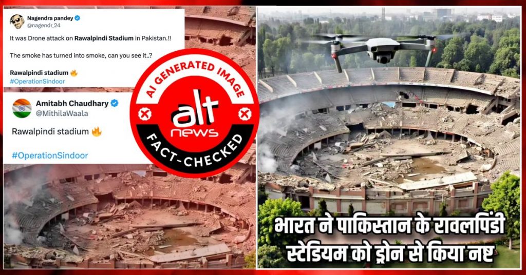 भारत-पाक तनाव: रावलपिंडी स्टेडियम तबाह दिखाते हुए AI जनरेटेड तस्वीर शेयर