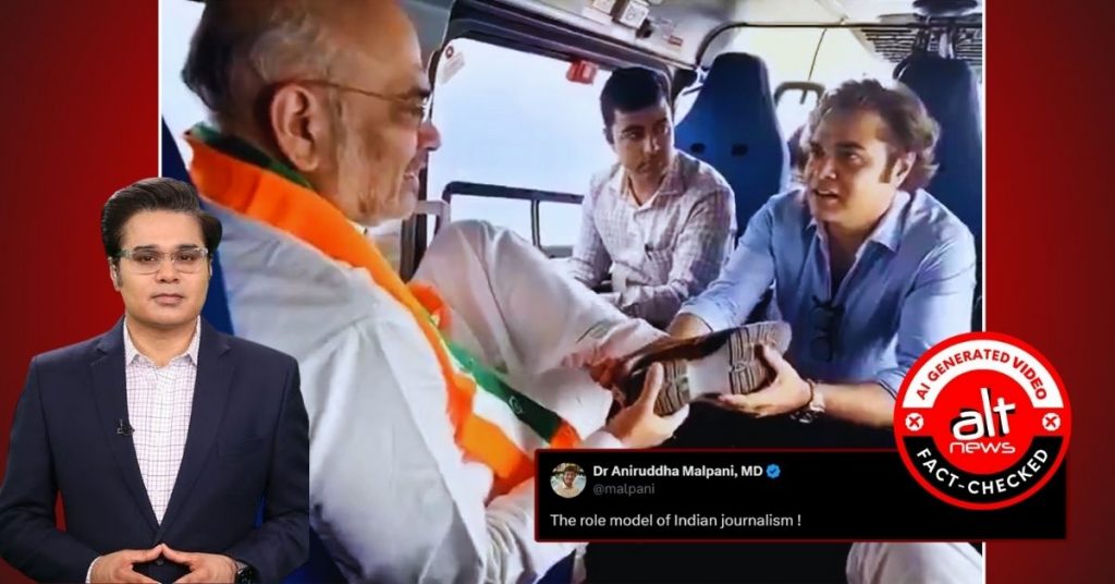 News18 के अमिश देवगन ने अमित शाह का जूता नहीं पकड़ा, वायरल वीडियो फ़र्ज़ी है