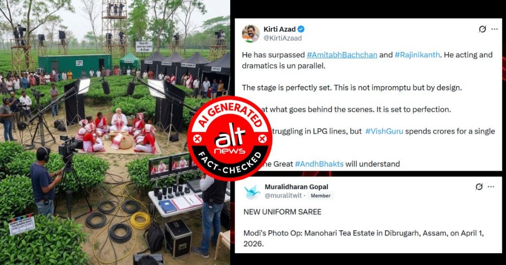 चाय बागान में महिला वर्कर्स से बात कर रहे पीएम मोदी की ‘बिहाइंड द सीन’ तस्वीर AI जनरेटेड है
