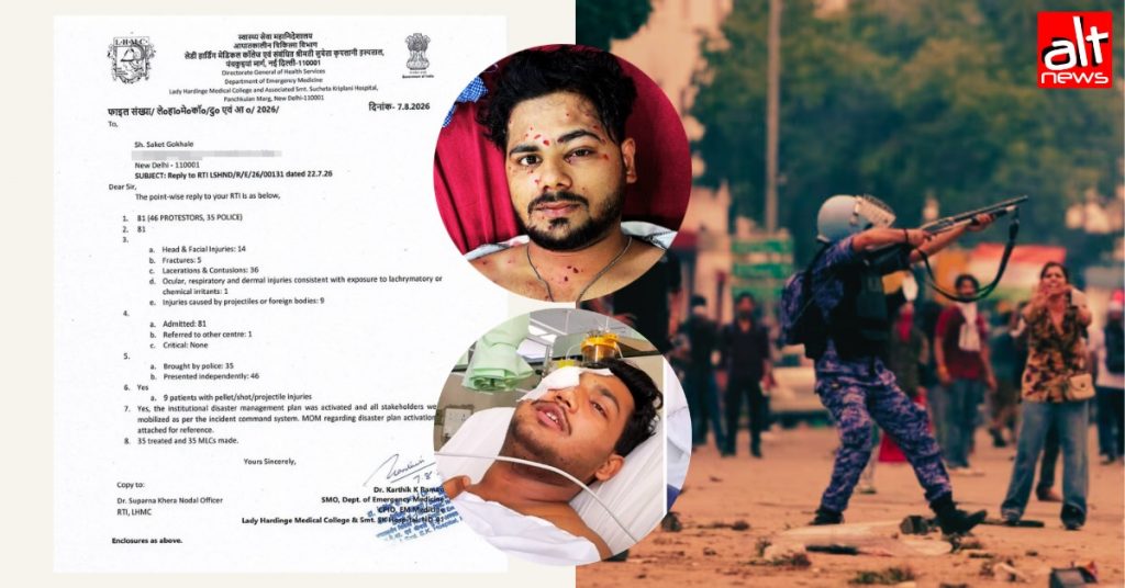 RTI में संसद मार्च के दौरान पैलेट गन से कम-से-कम 10 लोगों के घायल होने का खुलासा