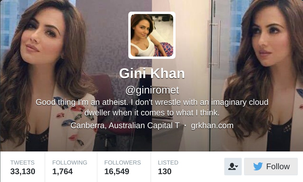 Gini Khan twitter profile