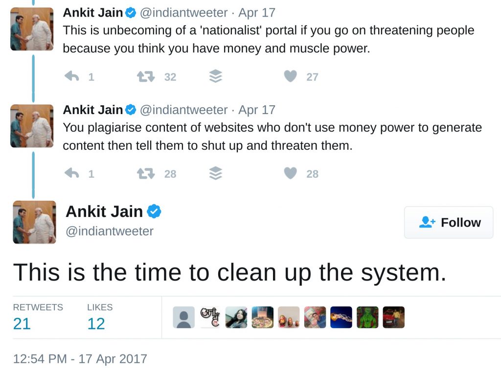 Ankit Jain asks for a cleanup of the right wing eco-system