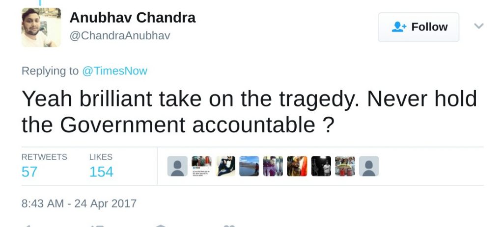 Yeah brilliant take on the tragedy. Never hold the Government accountable ?